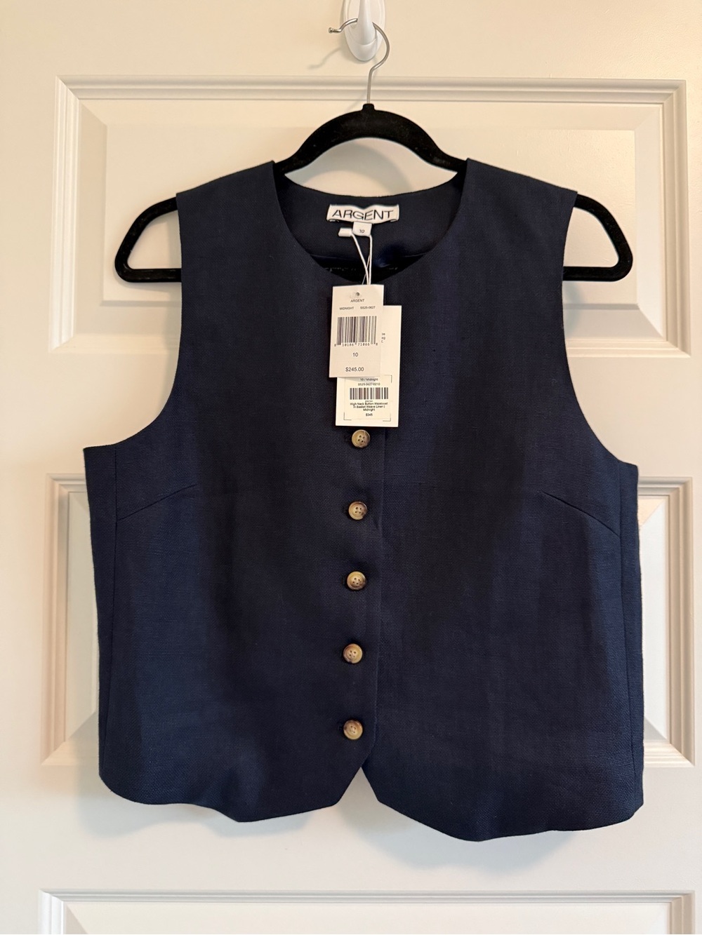 Argent Navy Button-Front Vest